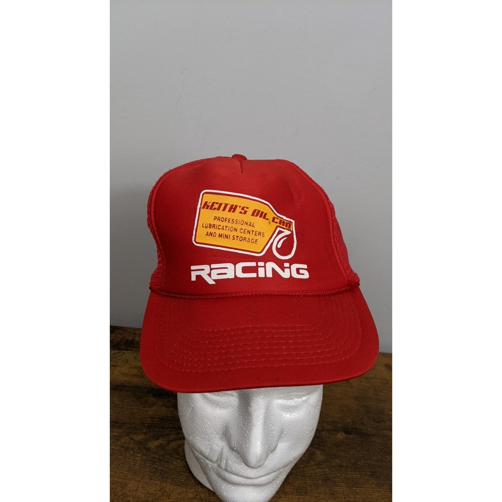 Vintage Keith's Oil Racing Hat Red Mesh Trucker Snapback Cap‎ Cobra OSFA